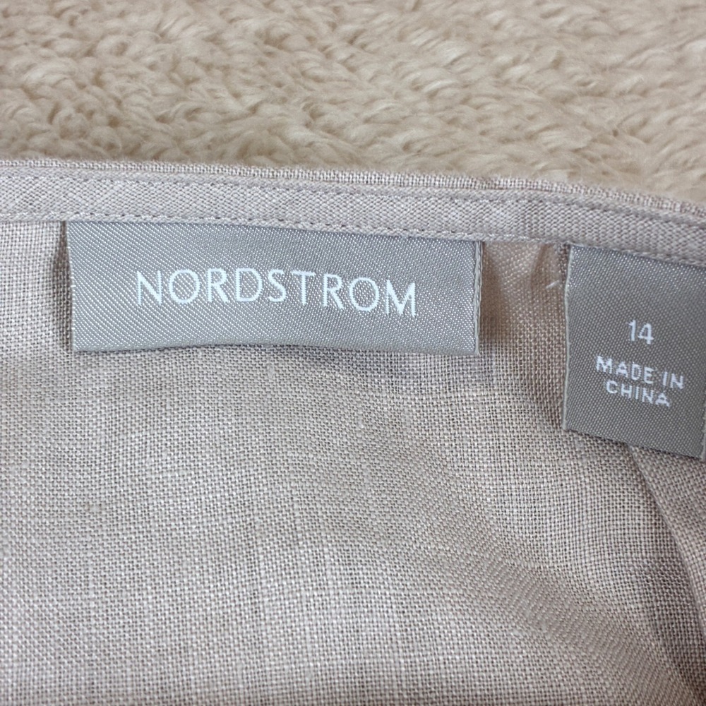 Nordstrom Linen Wrap Skirt 14 Boho Coastal Grandma Cottagecore Embroidered Hem - Picture 9 of 13